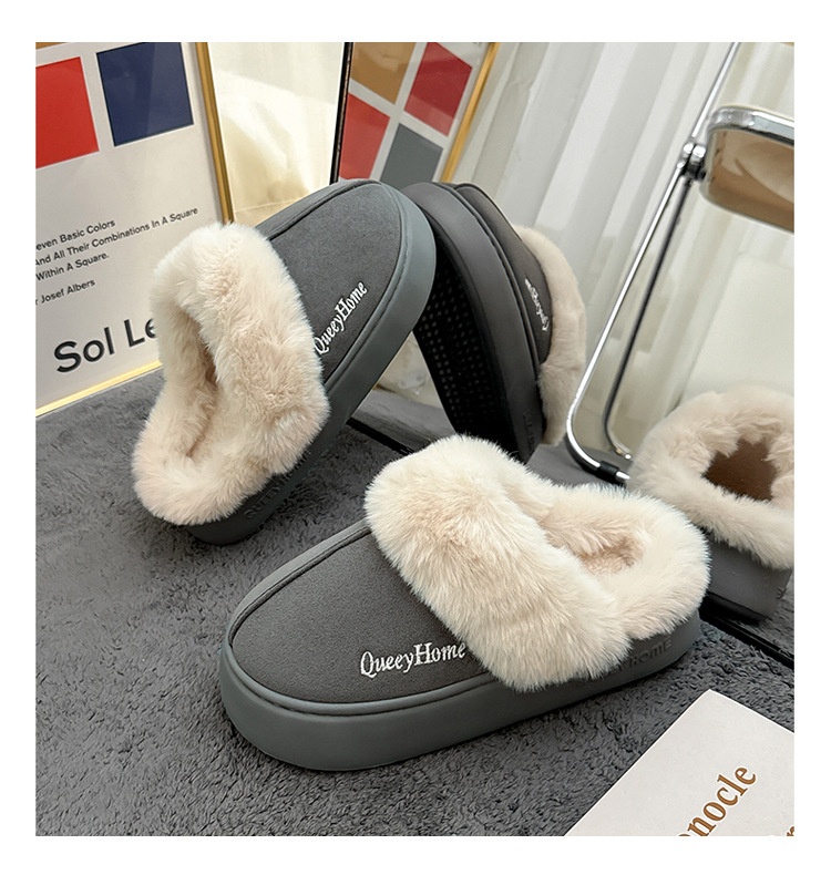 Zees Women's Cotton Autumn 2025 New Simple Fashion Indoor Home Non-Slip Furry Slippers Men Winter_voghion.com