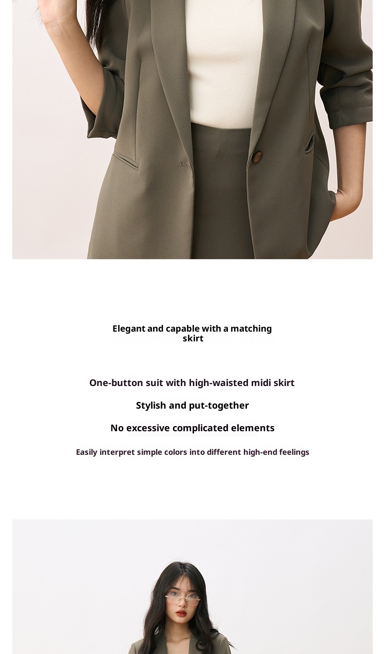 girl Girl [Shengdu] Autumn New Suit Set Elegant Slim Single-Breasted Professional Blazer Women's Skirt_voghion.com