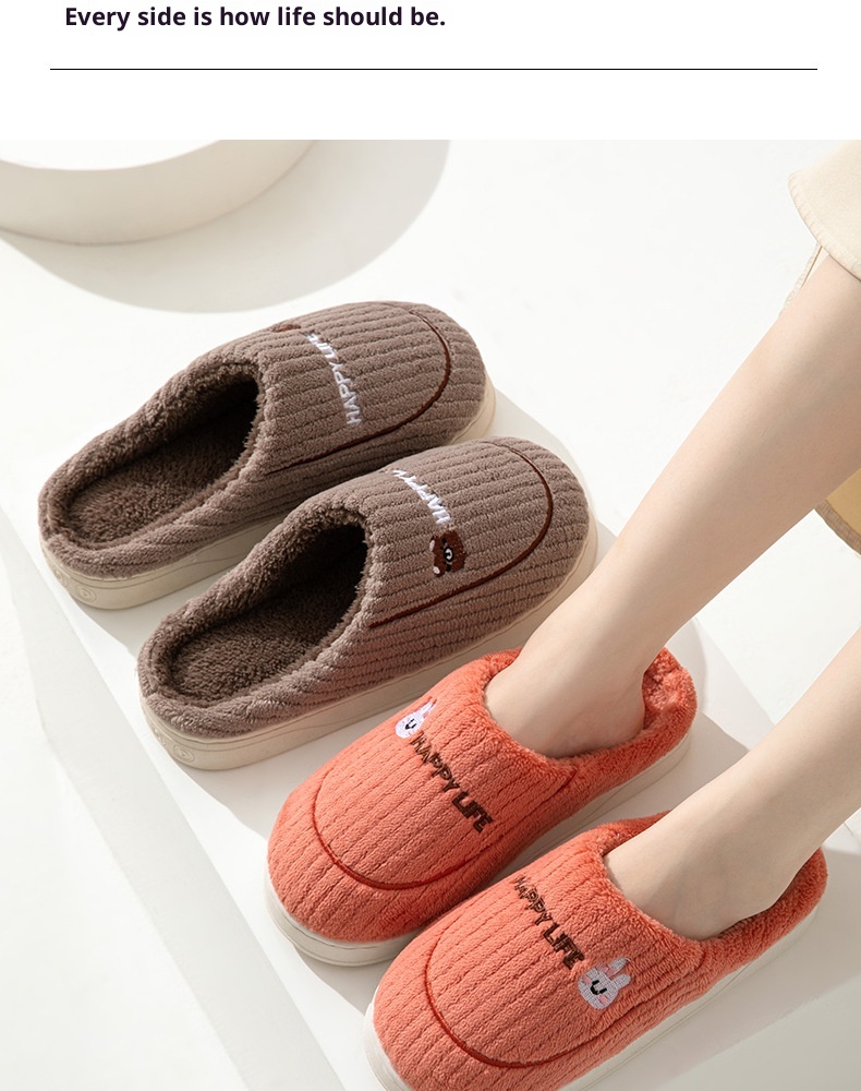 Zees Katoen met loopcomfort, dikke zool voor herfst en winter, dagelijks gebruik binnenshuis, antislip, warm, fleece voor thuisgebruik_voghion.com