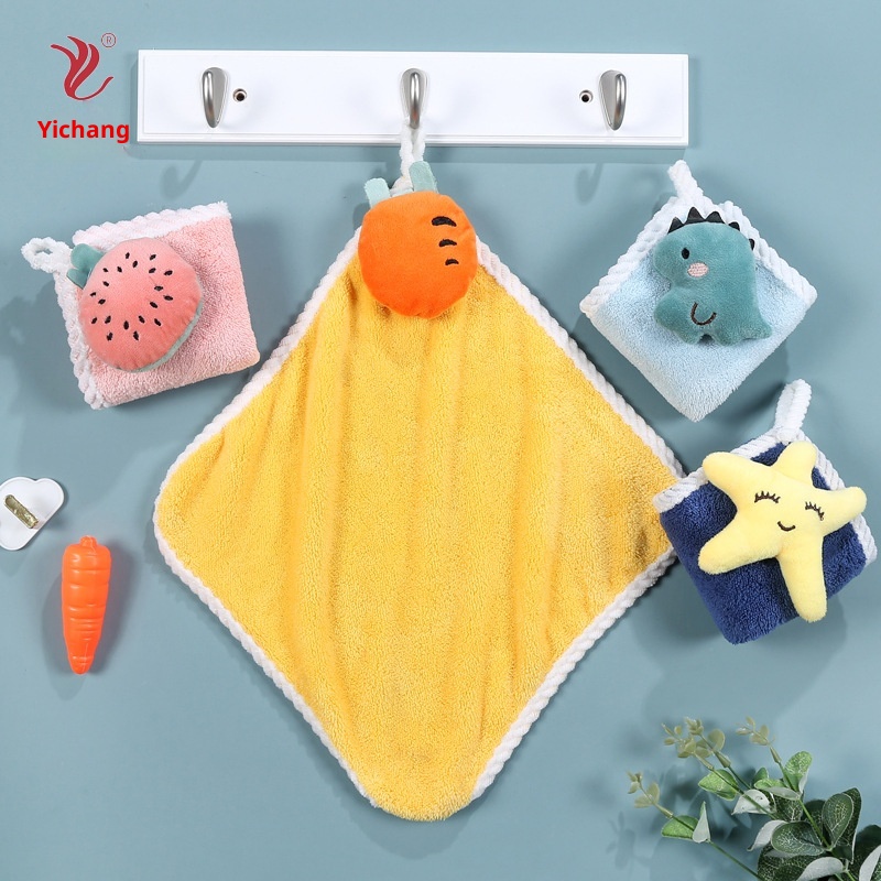 Lillian Cartoon Coral Fleece Fruit Hanging Absorbent Hand Towel Cloth_voghion.com