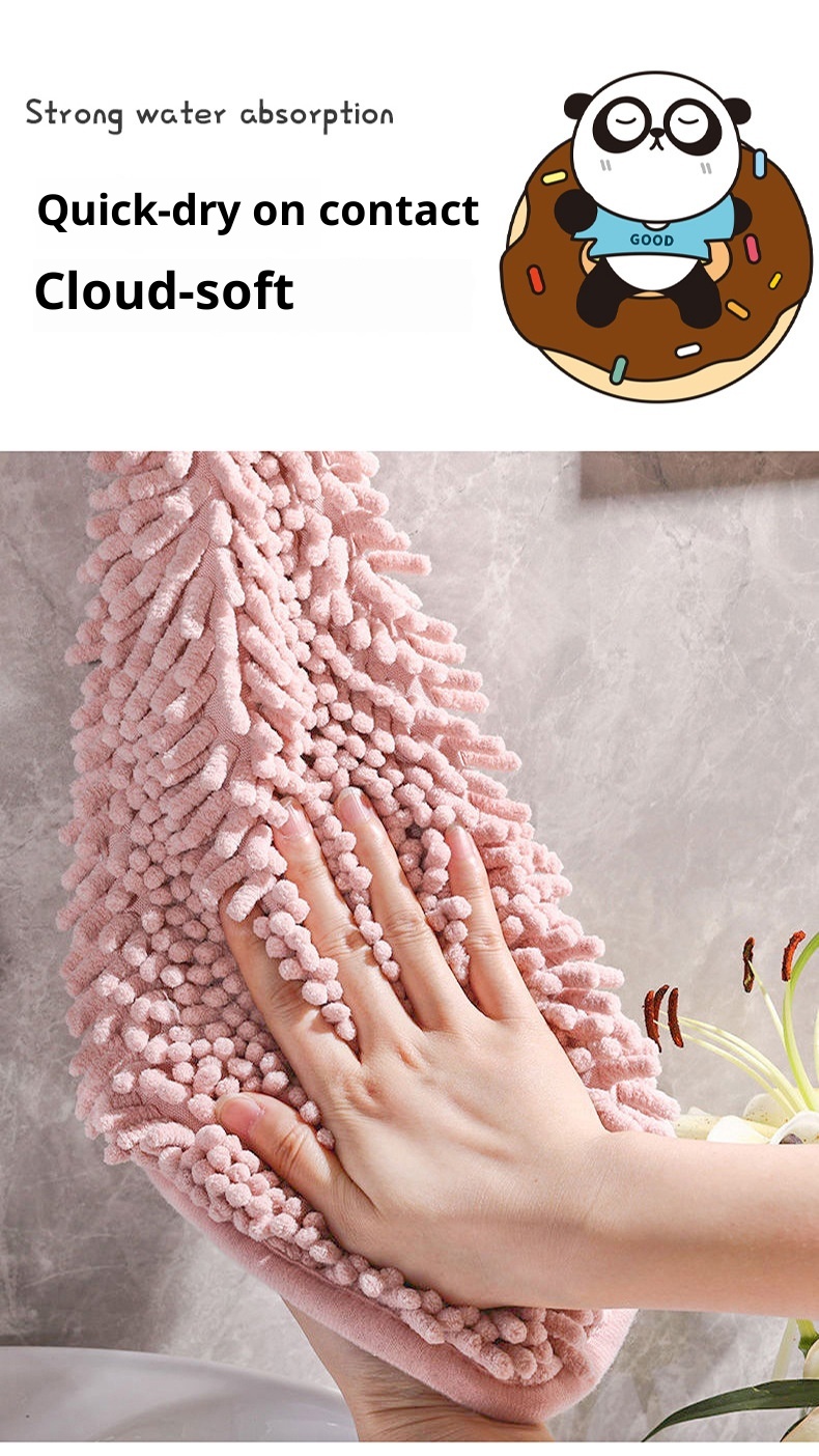 Lillian Hanging Cartoon Animal Chenille Kangle House Children's Household Kitchen Absorbent Hand Towel Wholesale_voghion.com