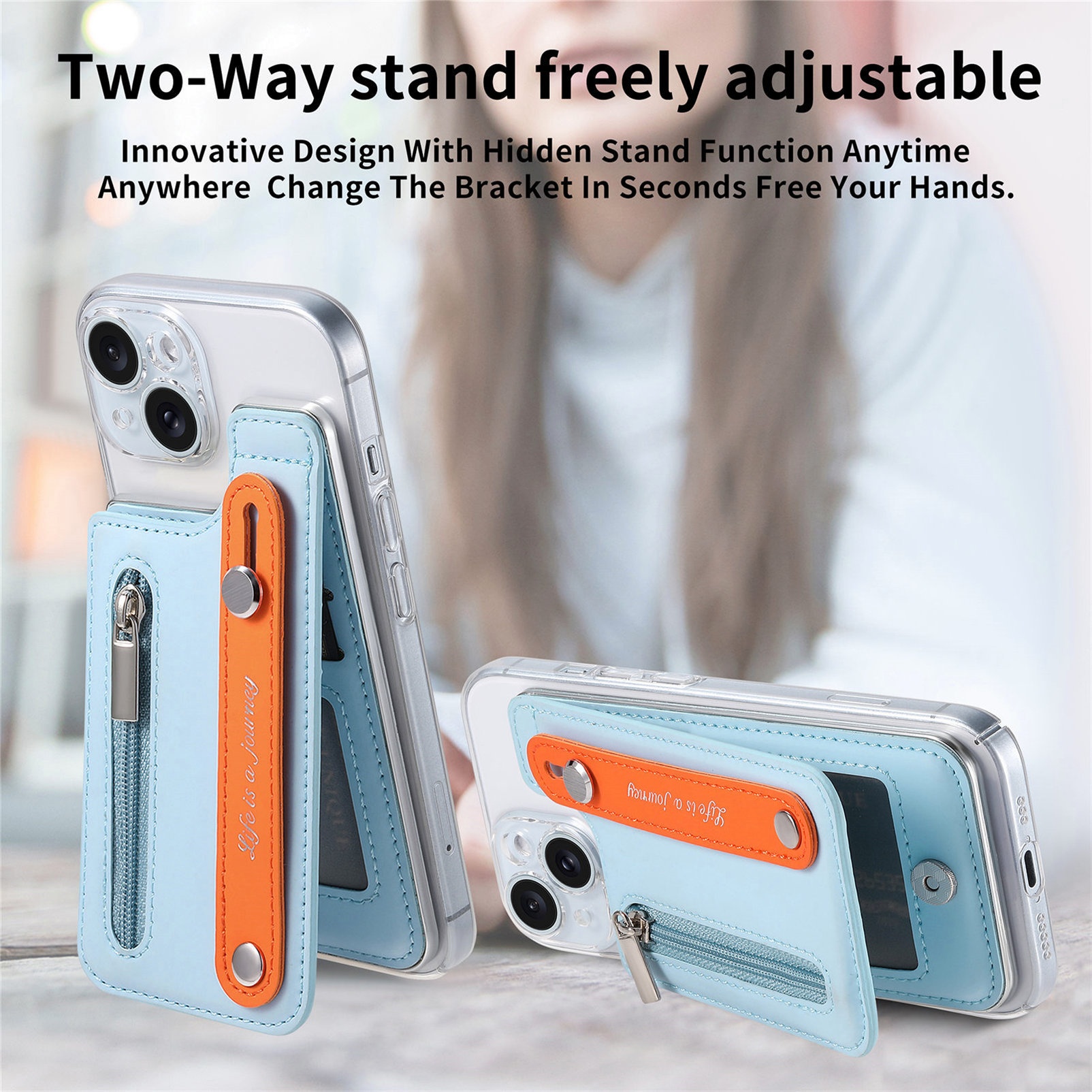 TechGlobe Macaron Color New Phone Flip Wrist Strap Storage Gift Case Back Adhesive Card Holder_voghion.com