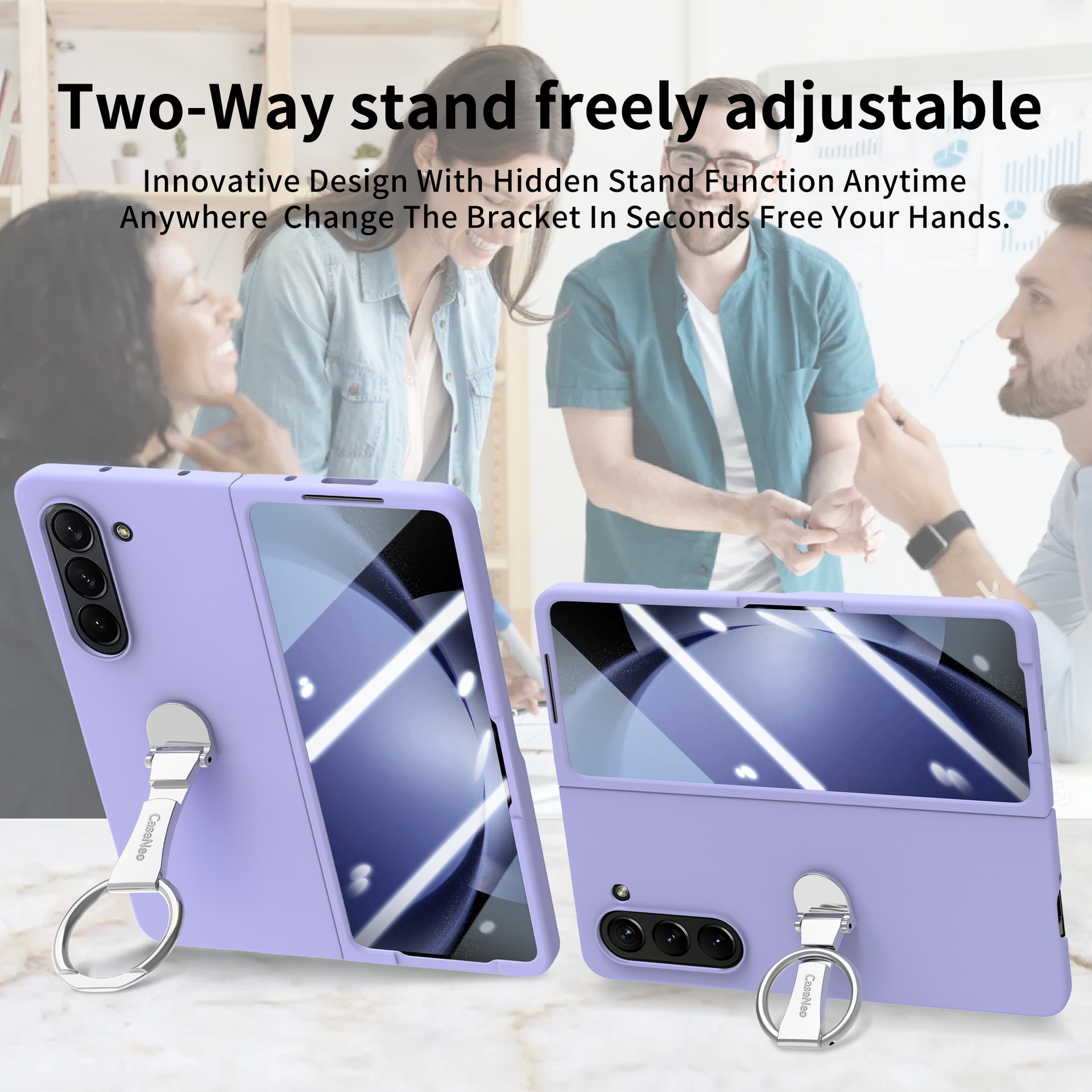 TechGlobe Compatible With Samsung ZFold7 And Screen Protector Integrated Phone Case Exquisite Boxed 360 Multi-Angle Rotating Stand_voghion.com