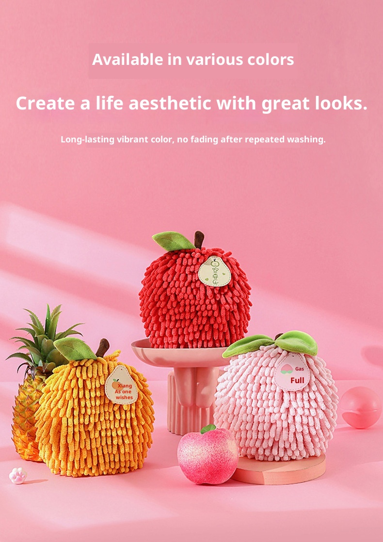 Lillian Fruit Meaning Chenille Ball Creative Kitchen Hanging Absorbent Quick-Dry Hand Small Towel_voghion.com