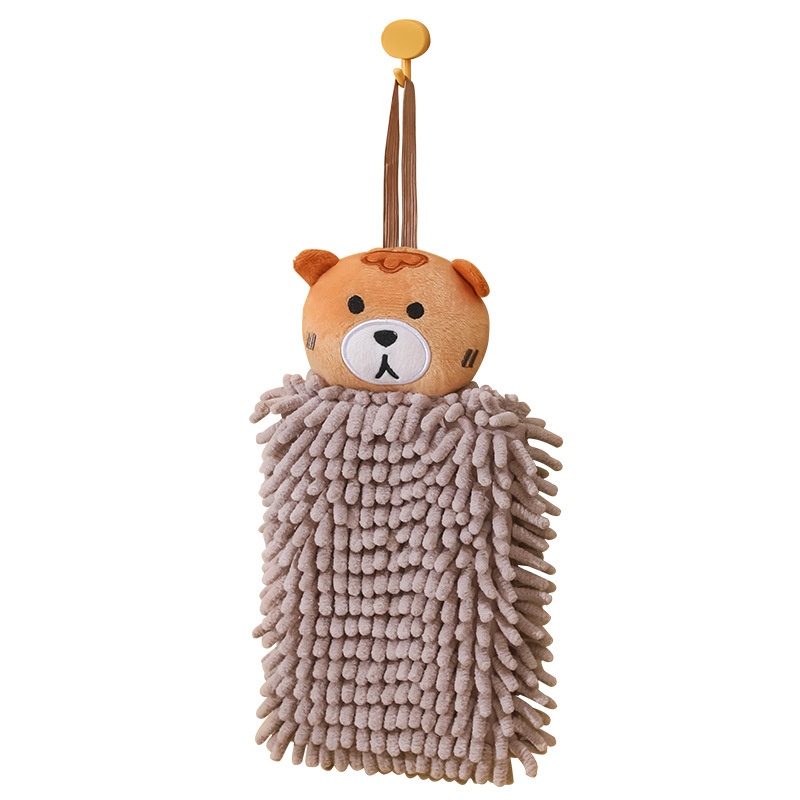 Lillian Cute Cartoon Chenille Ball Kitchen Bathroom Hanging Hand Absorbent Towel Thickened_voghion.com