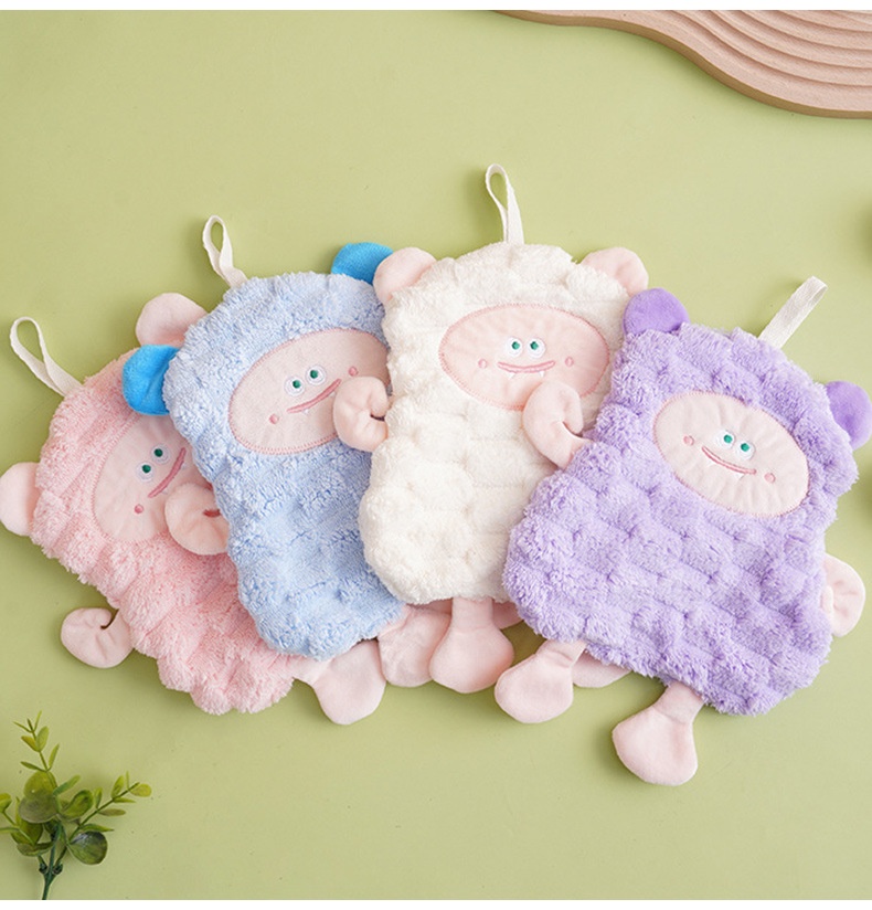 Lillian Wholesale Niedliches kleines Schaf Küchen-Hänge-Verdicktes saugfähiges quadratisches Kinder-Handtuch, klein, weich_voghion.com