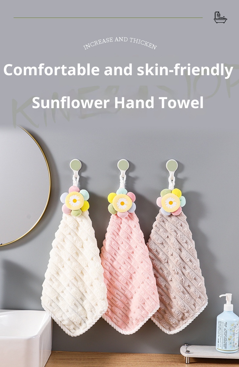 Lillian New Coral Fleece For Home Kitchen Bathroom Hanging Absorbent Hand Square Wash Towel_voghion.com