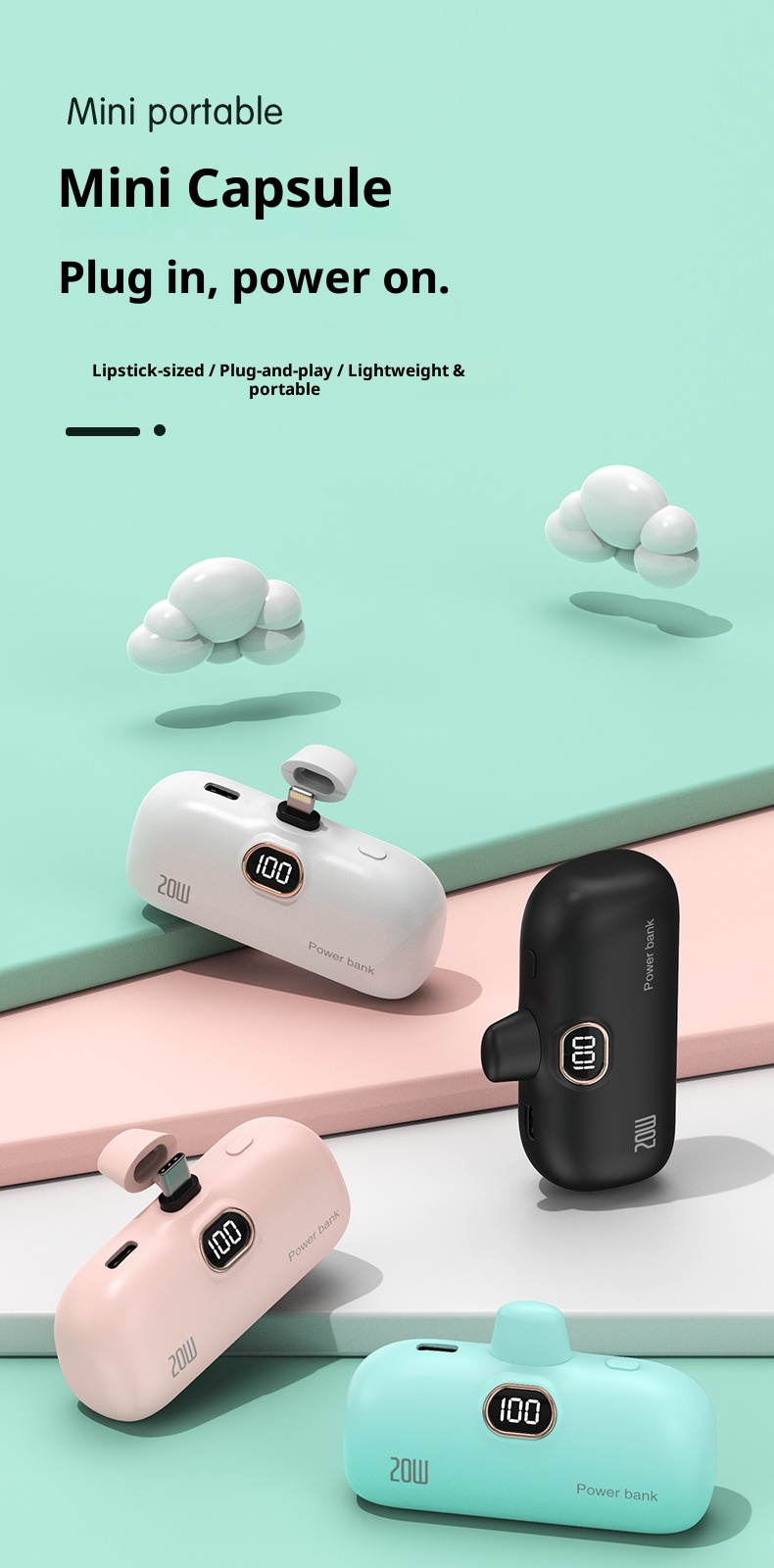 Techglobe KC Cross-Border Wholesale Pocket Capsule 5000mAh Portatile Compatto Cellulare Power Bank Regalo Stampa_voghion.com