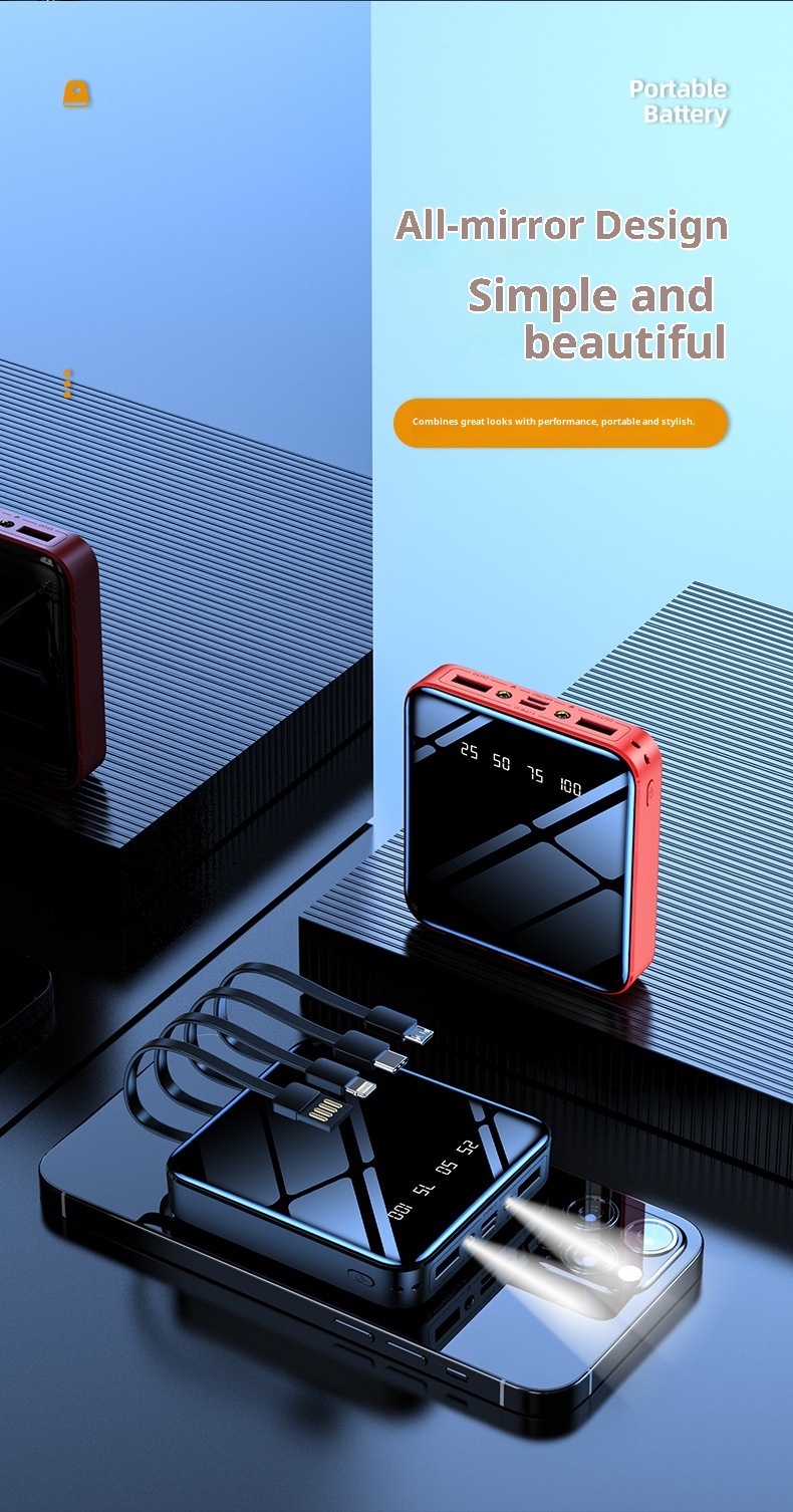 TechGlobe Four-Wire Mini Bank 20000mAh Fast Charging Mobile Power Supply Gift Custom Creative Lithium Battery_voghion.com