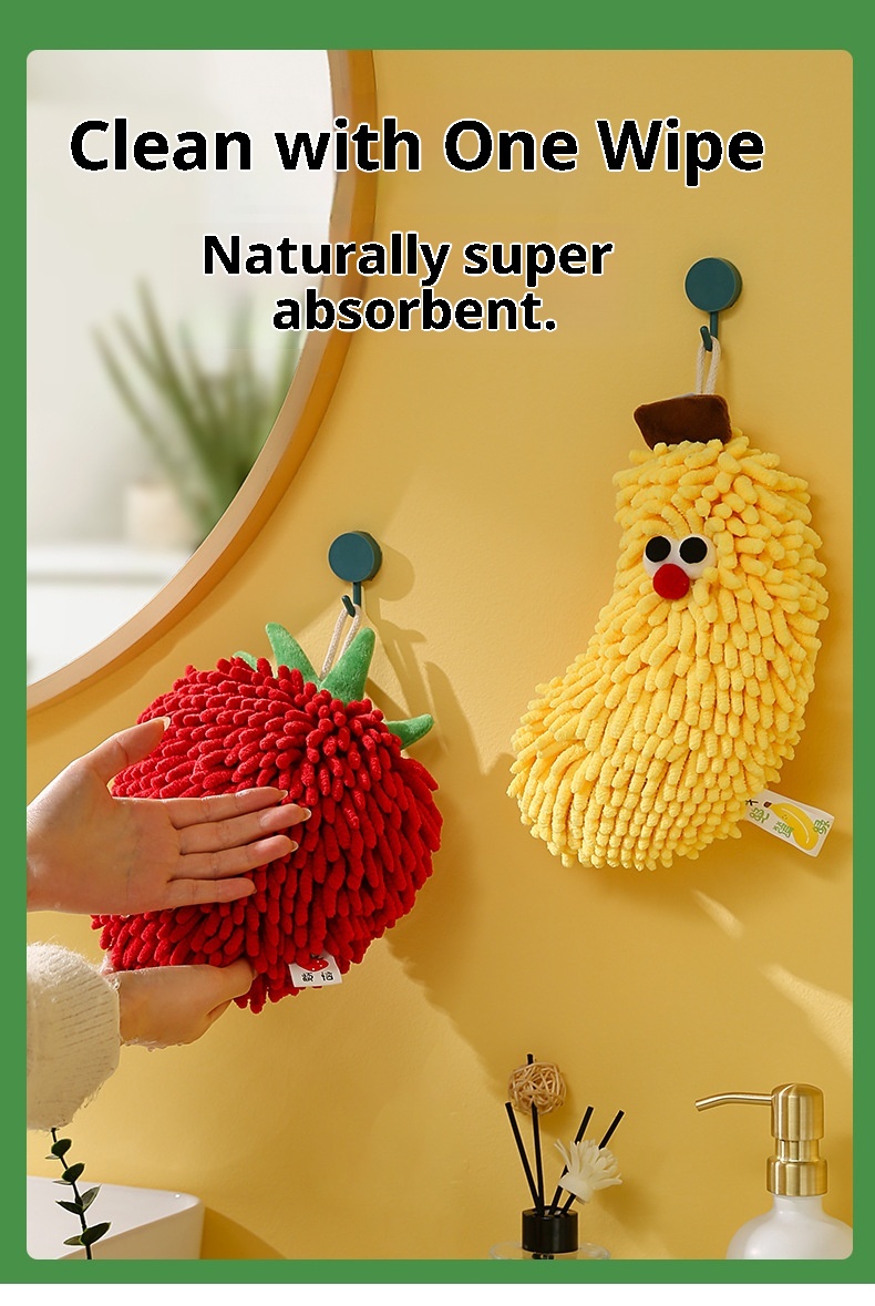 Lillian Cute Big Eyes Chenille Fruit Hand Creative Adorable Towel Festive Red Hanging Decoration_voghion.com