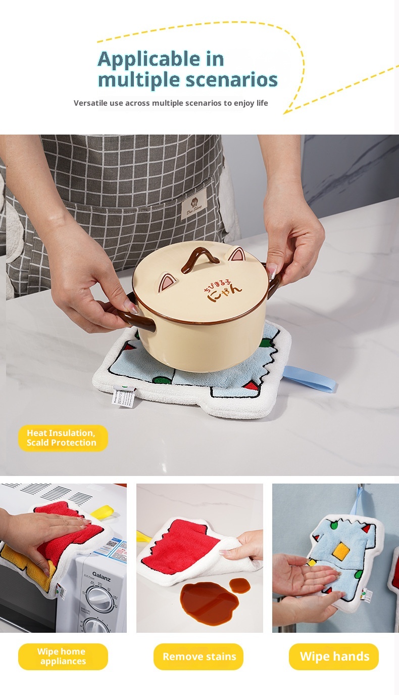 Lillian Cartoon Cross-Border Shin-chan Asciugamano da appendere alla mano in pile di corallo antiodore per bambini, piccolo asciugamano da cucina, regalo ad asciugatura rapida_voghion.com