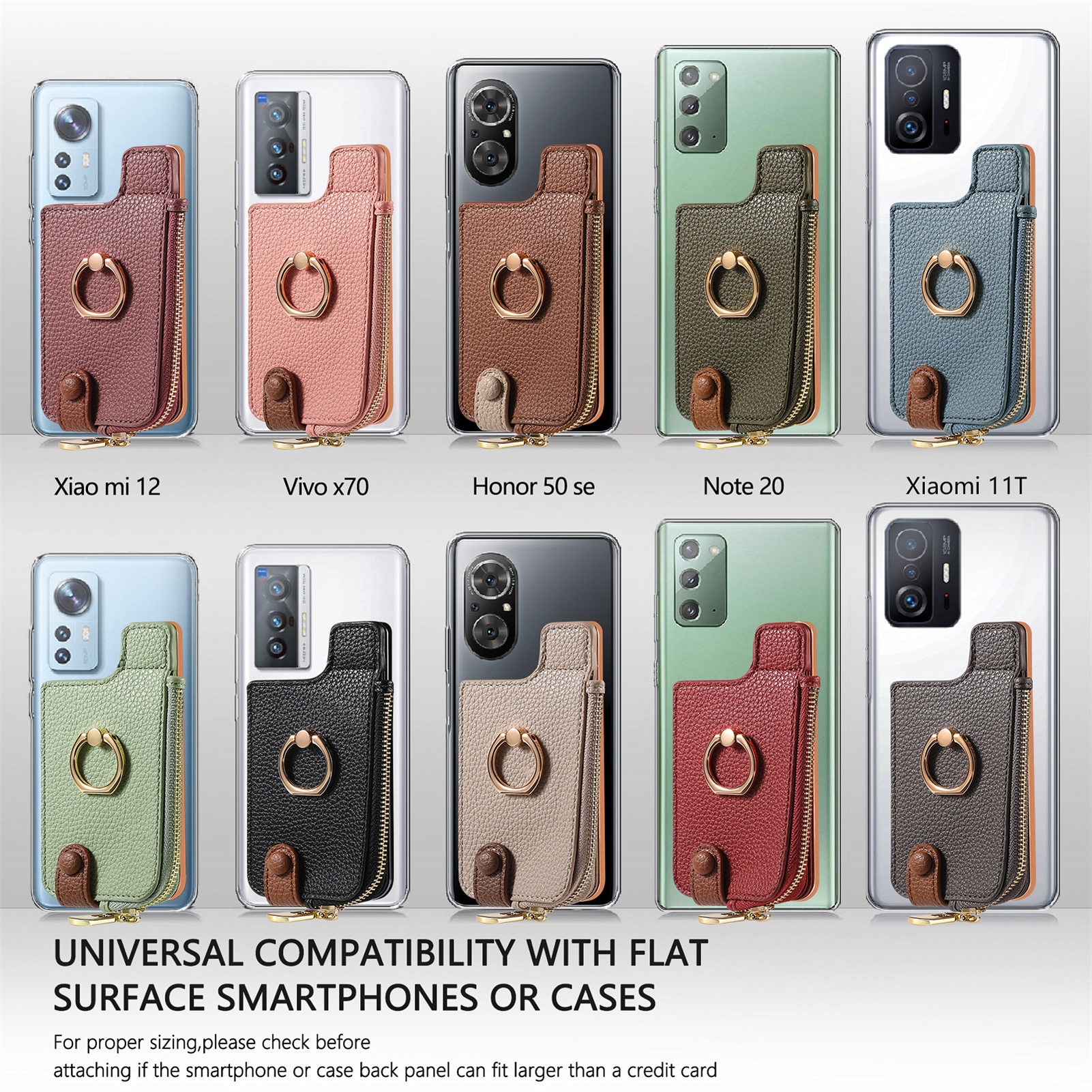 Portafoglio da polso in pelle con clip per monete e adesivo posteriore TechGlobe, porta carte d'identità antifurto RFID_voghion.com