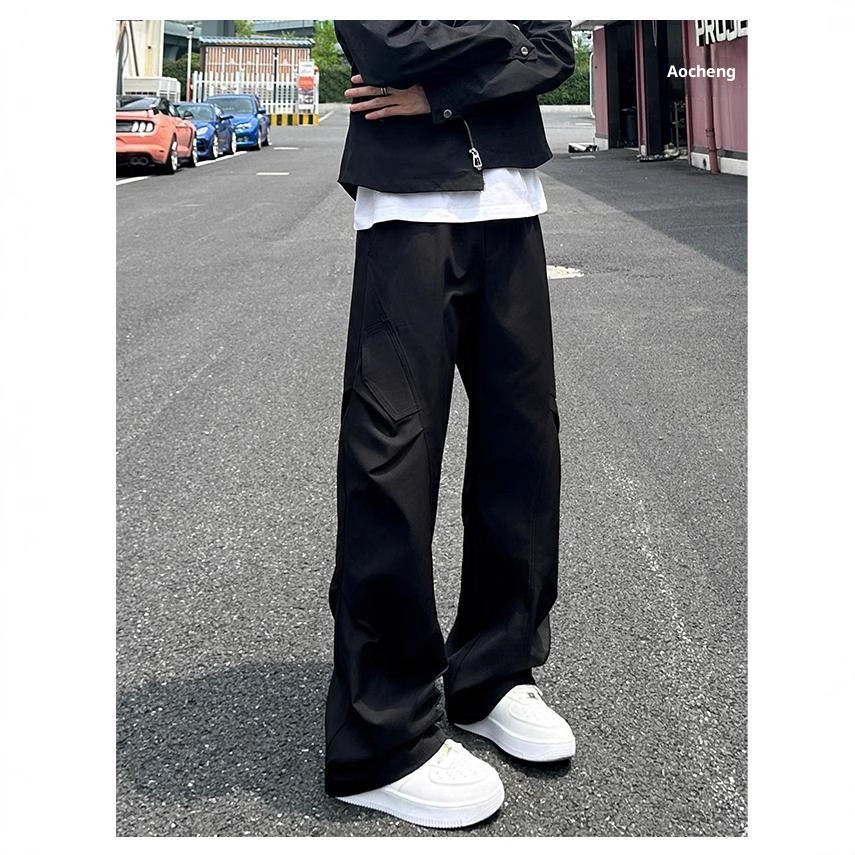 Pantaloni cargo da uomo in stile americano, autunno inverno, lavati, casual, dritti, alla moda, da paracadutista all'aperto, 2025_voghion.com