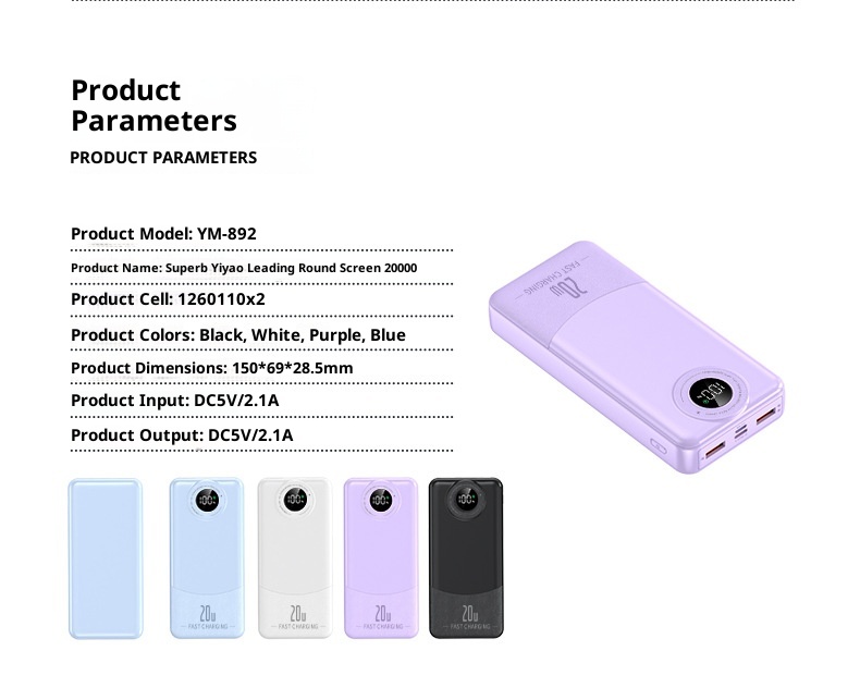 techglobe Super Fast Charging Bank With Four Cables 2000mAh Large Capacity PD 20W Custom Gift Mobile Power Supply_voghion.com