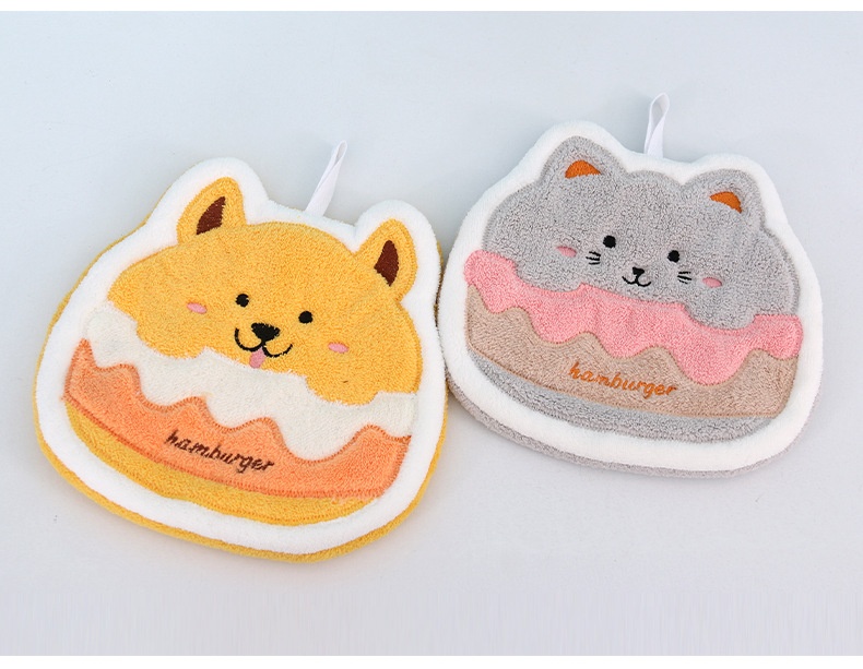 Lillian Cartoon Children's Hanging Coral Fleece Hand Non-Shedding Absorbent Quick-Dry Bathroom Small Gift Towel_voghion.com