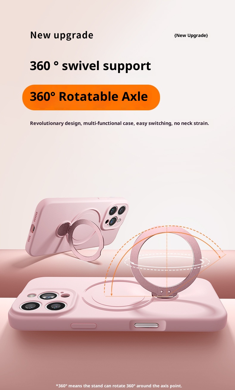 Étui de protection intégral en silicone liquide TechGlobe avec support à 360°, compatible iPhone 17 et iPhone 16 Pro, et dragonne._voghion.com