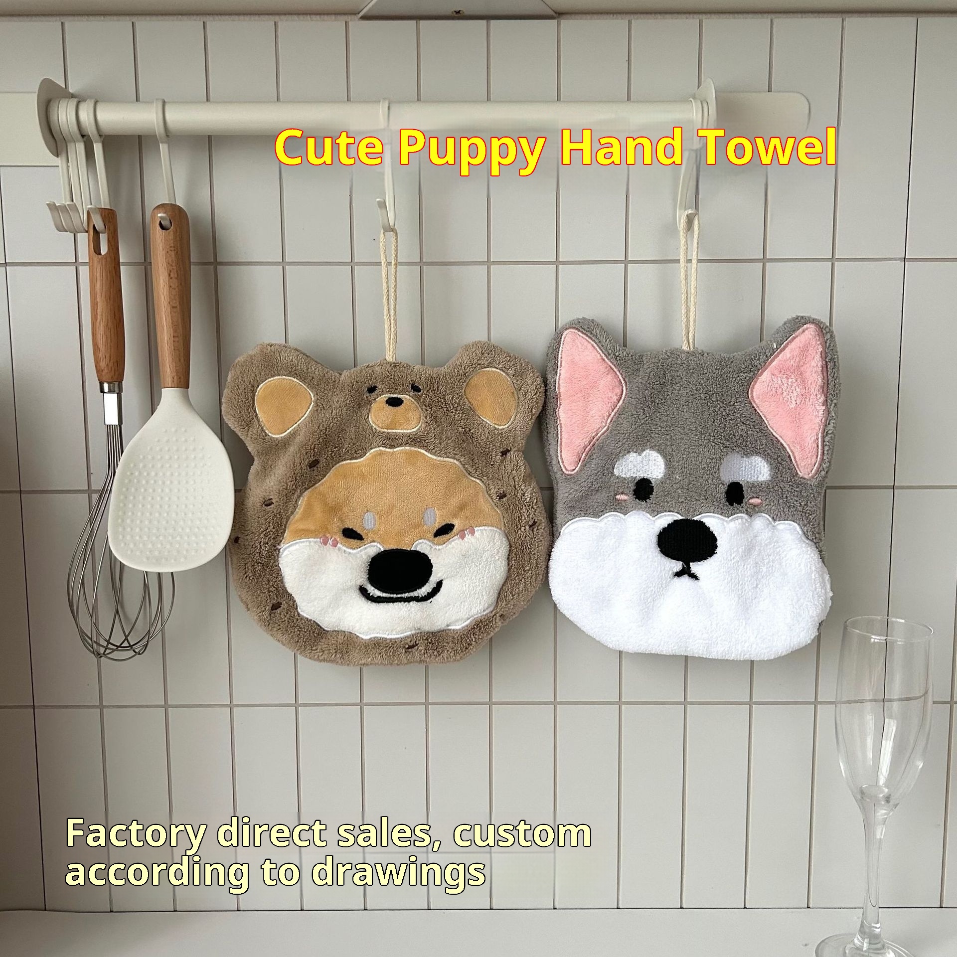 Lillian Puppy Cartoon Cute Hand Hanging Super Absorbent Thickened Korean Small Towel For Bathroom_voghion.com
