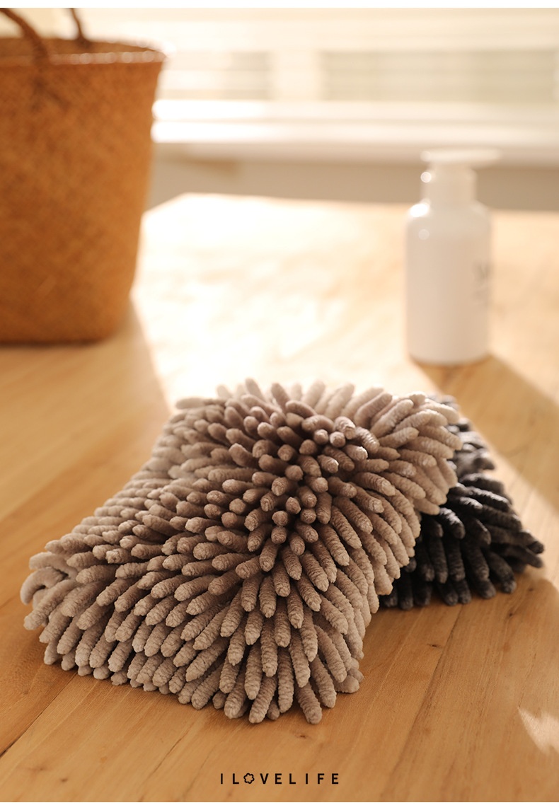 Lillian Chenille Kitchen Towel Hanging Cute Thick Cloth Bathroom Hand Ball Absorbent Quick-Dry_voghion.com