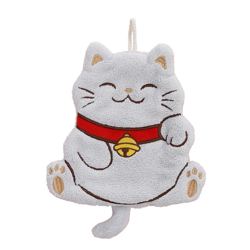 Lillian Fortune Katzen-Korallenfleece Küchen- und Badezimmer-Hängetuch Großhandel Niedliches Kinderhandtuch_voghion.com