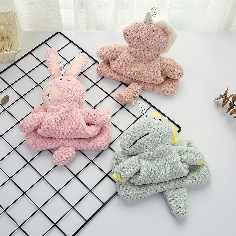 Lillian New Japanese Style Coral Fleece Face Hand Kitchen Household Unicorn Naked Bear Hanging Towel Easy To Clean_voghion.com