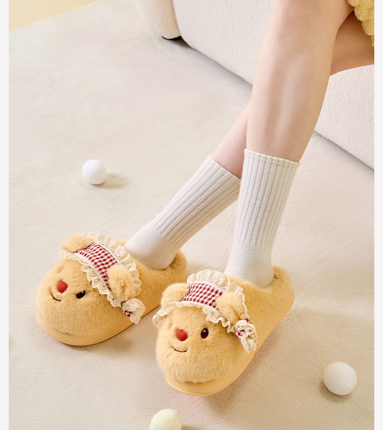 Zees Hot-Selling Bear Cotton For Women, Autumn And Warm Slippers, Winter Indoor Home Plush Slippers_voghion.com