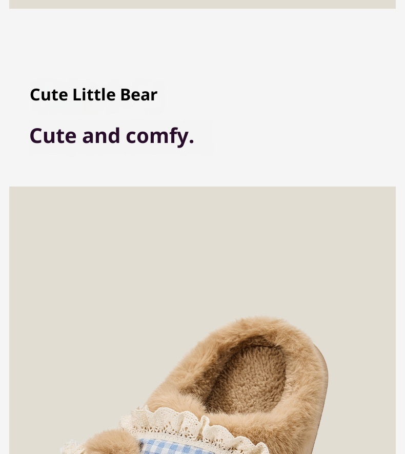 Zees Hot-Selling Bear Cotton For Women, Autumn And Warm Slippers, Winter Indoor Home Plush Slippers_voghion.com