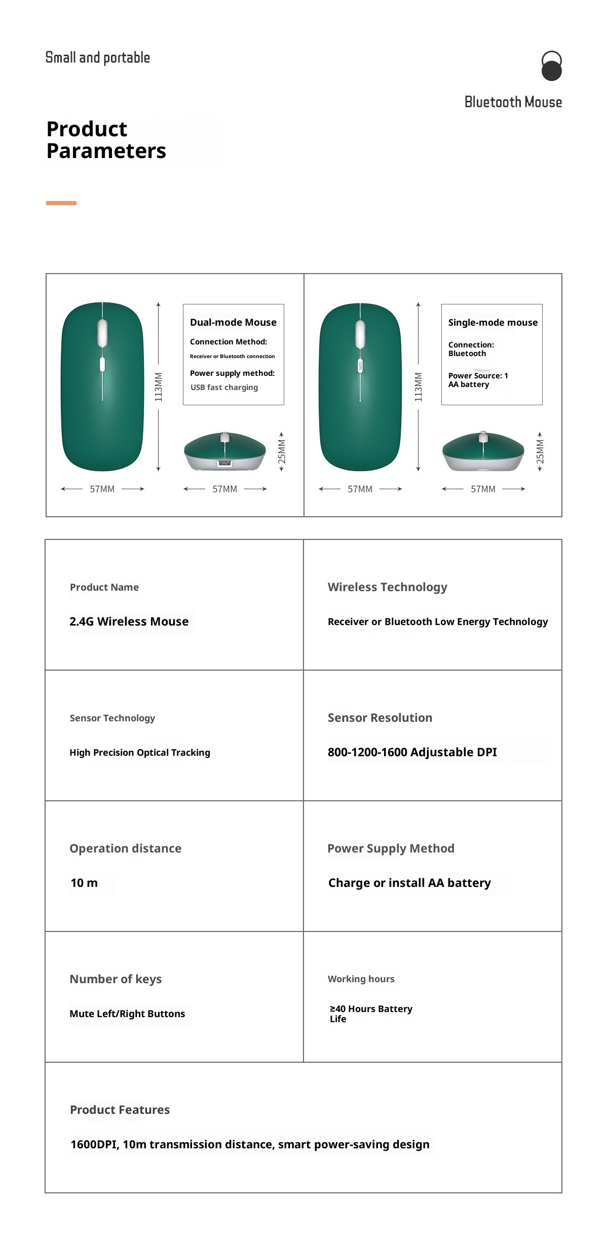 Techglobe Bluetooth adatto per iPad, tablet, Huawei, telefono cellulare, laptop, ufficio, mouse wireless silenzioso_voghion.com