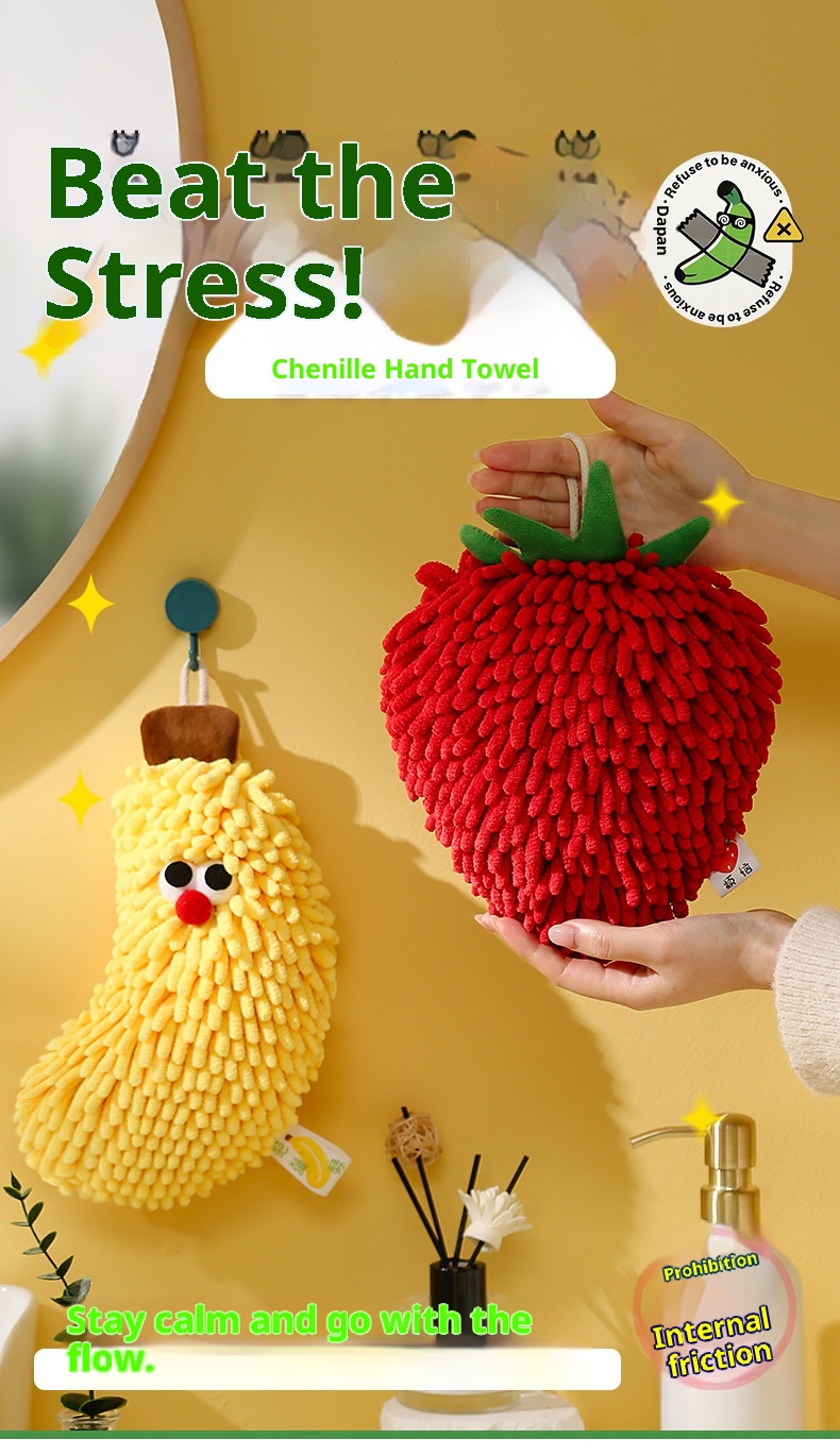 Lillian Cute Big Eyes Chenille Fruit Hand Creative Adorable Towel Festive Red Hanging Decoration_voghion.com
