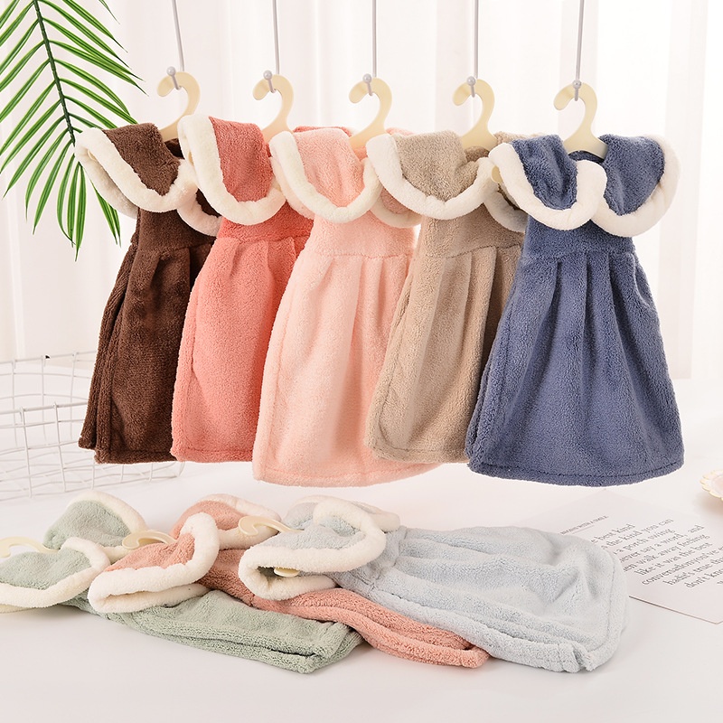 Lillian Princess Dress Clothes Thickened Hanging Absorbent Coral Fleece Handkerchief Children's Small Towel Quick-Dry Hand_voghion.com