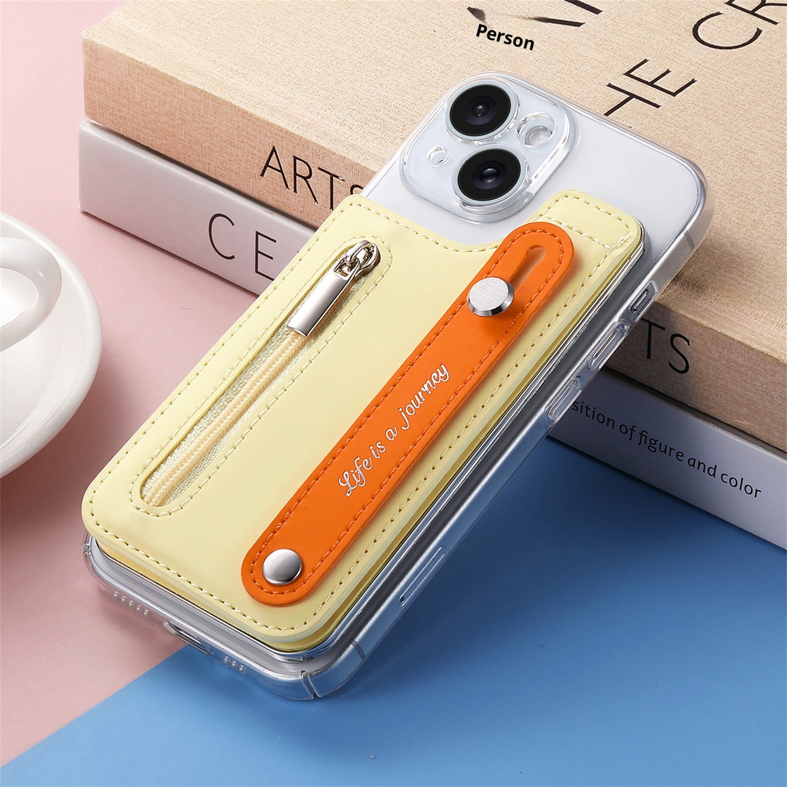 TechGlobe Macaron Color New Phone Flip Wrist Strap Storage Gift Case Back Adhesive Card Holder_voghion.com