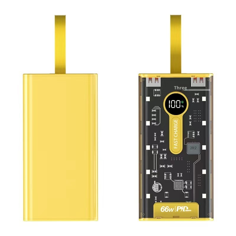 techglobe Cross-border Fast Charging 66W Transparent 20000mAh Bank Punk Style With Built-in Night Light Digital Display Portable_voghion.com