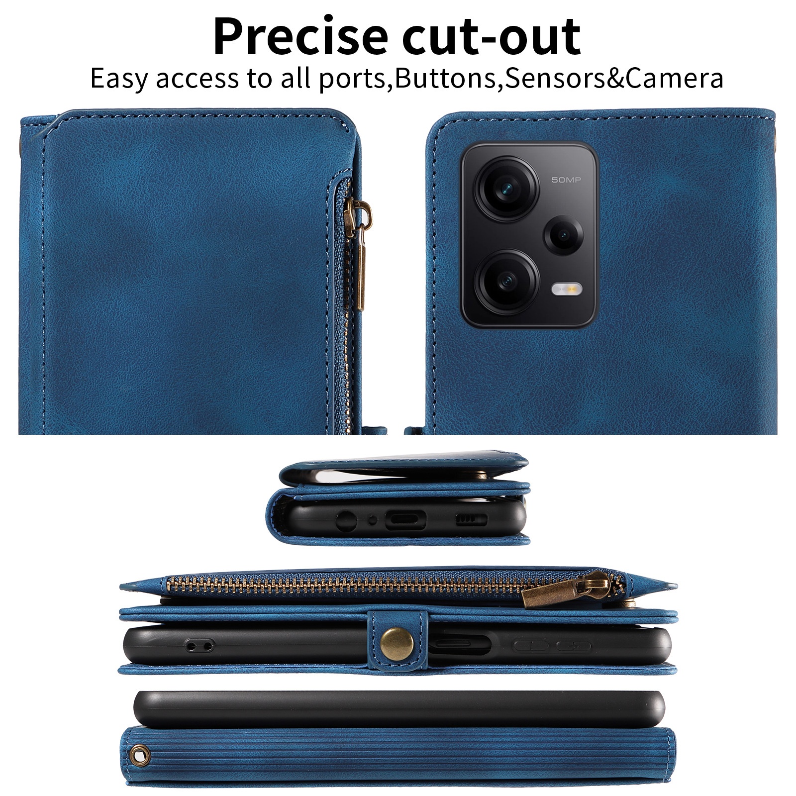 Funda protectora con tapa tipo monedero para Xiaomi 14, compatible con Note 13 Pro, Redmi 12, cuero retro_voghion.com