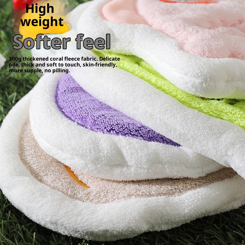 Lillian Cute Cartoon Hanging Three-Layer Thickened Coral Fleece Kitchen Bathroom Quick-Dry Hand Towel Handkerchief_voghion.com