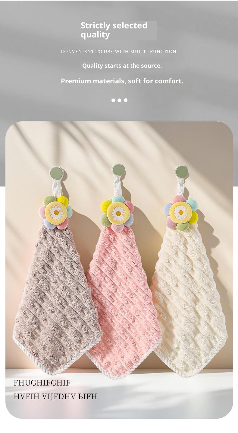 Lillian New Coral Fleece For Home Kitchen Bathroom Hanging Absorbent Hand Square Wash Towel_voghion.com