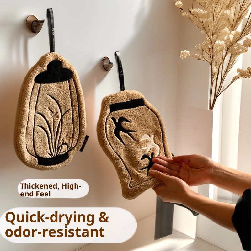 Lillian New Thickened Hanging Super Absorbent Bathroom Quick-Dry Coral Fleece Non-Stinky Kitchen Soft Hand Towel_voghion.com