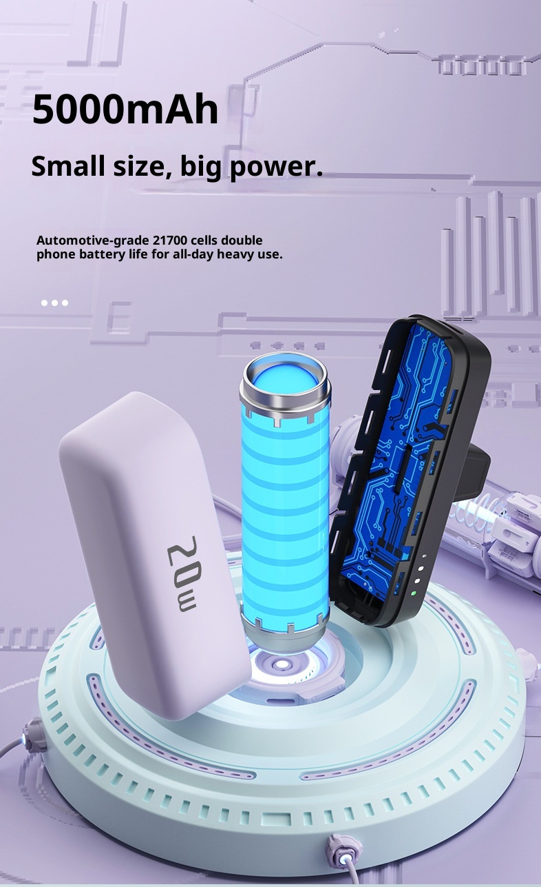 techglobe PD20W Pocket Fast Charging Compact Portable 5000mAh Capsule Emergency Mini Power Bank_voghion.com