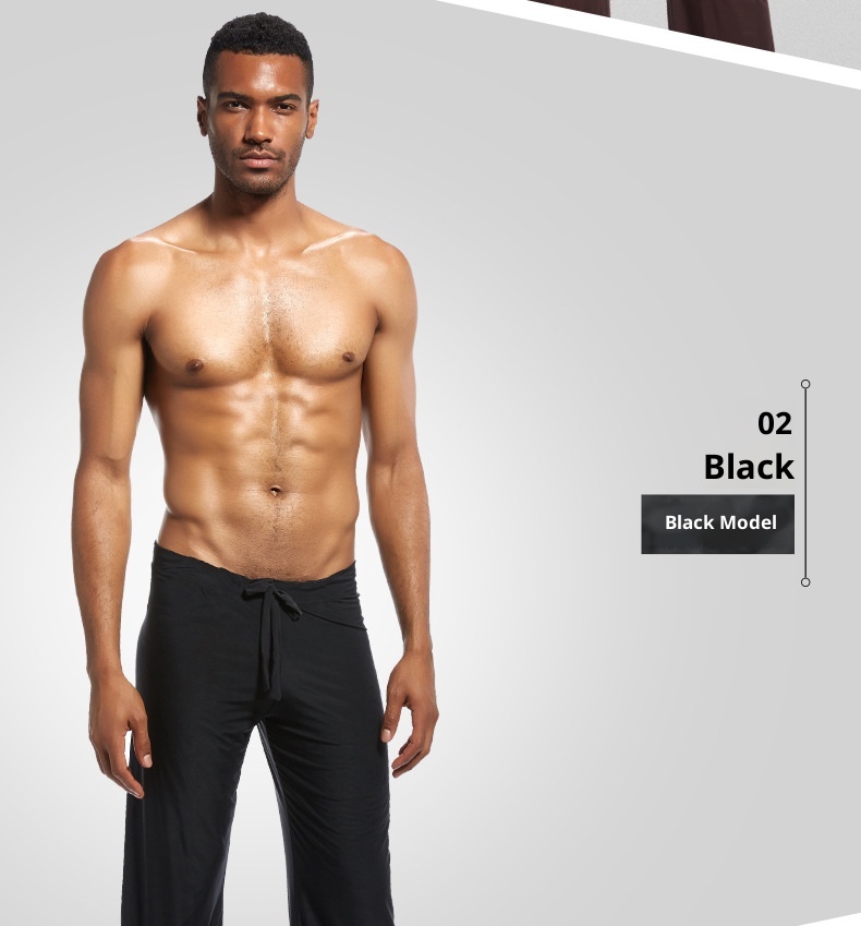 Pantalon long droit pour homme, en tissu de soie glacée, style yoga, exclusif à la frontière, PS504_voghion.com