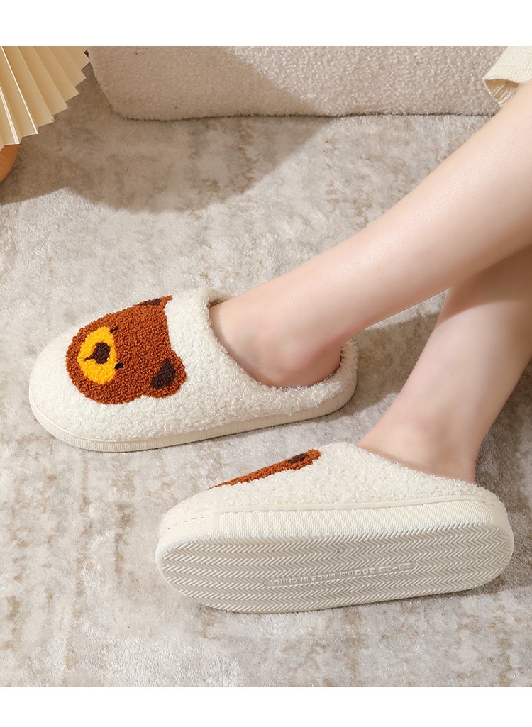 Zees Coss-Bode Hot-Selling Catoon Bibi Bea Smiling Face Cotton Fo Women Wholesale Indoo Home Plush Wam Slippes_voghion.com