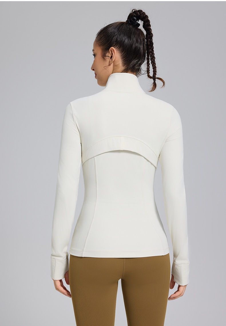 New Define Stand Collar Windproof Nylon Slim Fit Zipper Running Long Sleeve Yoga Sports Jacket For Women_voghion.com
