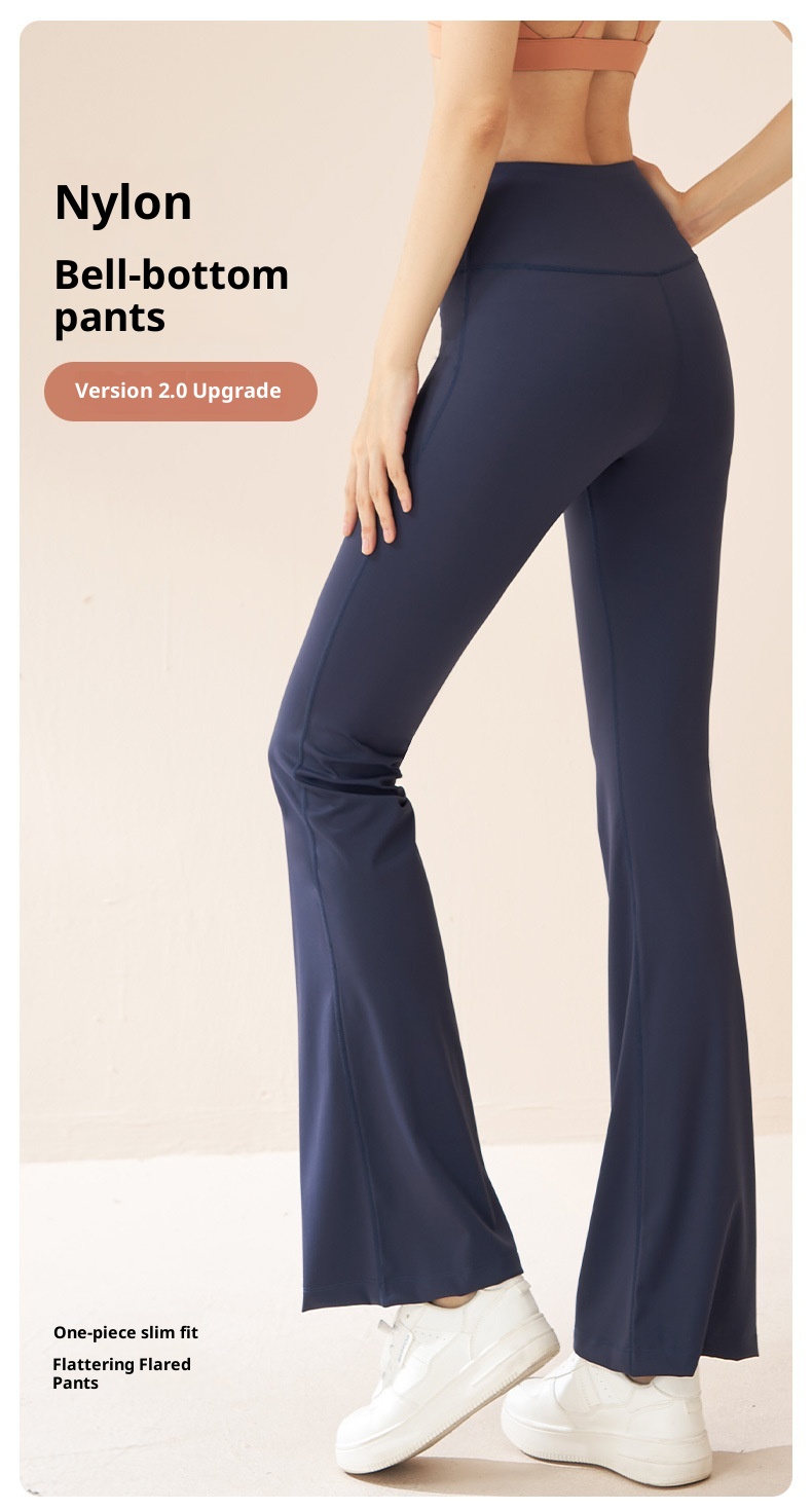 Juyitang Outdoor Sports Fitness Flared Waist Hip Lift Tummy Control High Elastic Slimming Yoga Wide Leg Pants For Women_voghion.com