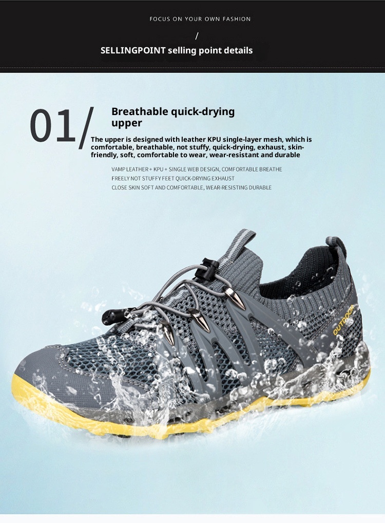 Outdoor Sandals For Men, Hiking, Water Trekking, Stream Hiking Non-Slip, Quick-Dry, Fishing, Swimming Shoes, Amphibious,_voghion.com