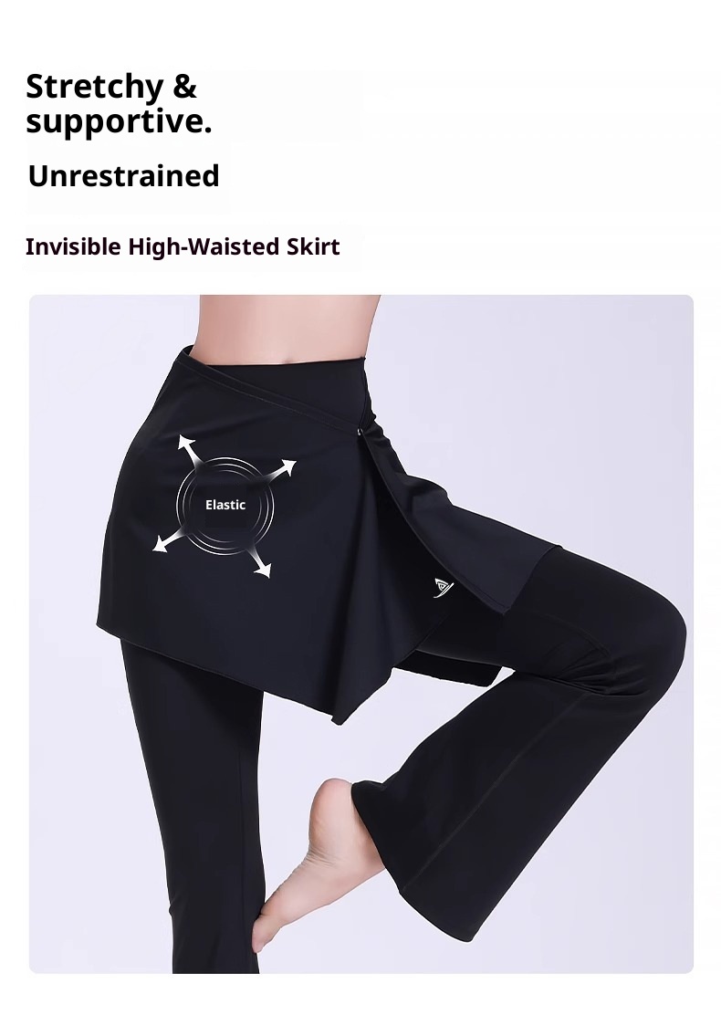 Einteiliger Yoga-Sport-Outdoor-Hüftschutz, Anti-Exhibition, Übergröße 100 kg, MM Pilates-Fitnessrock_voghion.com