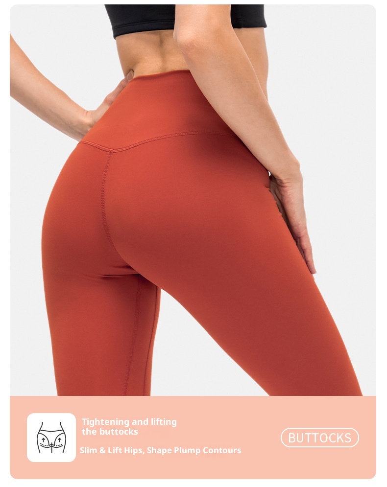Spring New Nude Feel Yoga Women High Waist Hip Lift Running Tight Skinny Fitness Nine-point Pants D19037_voghion.com