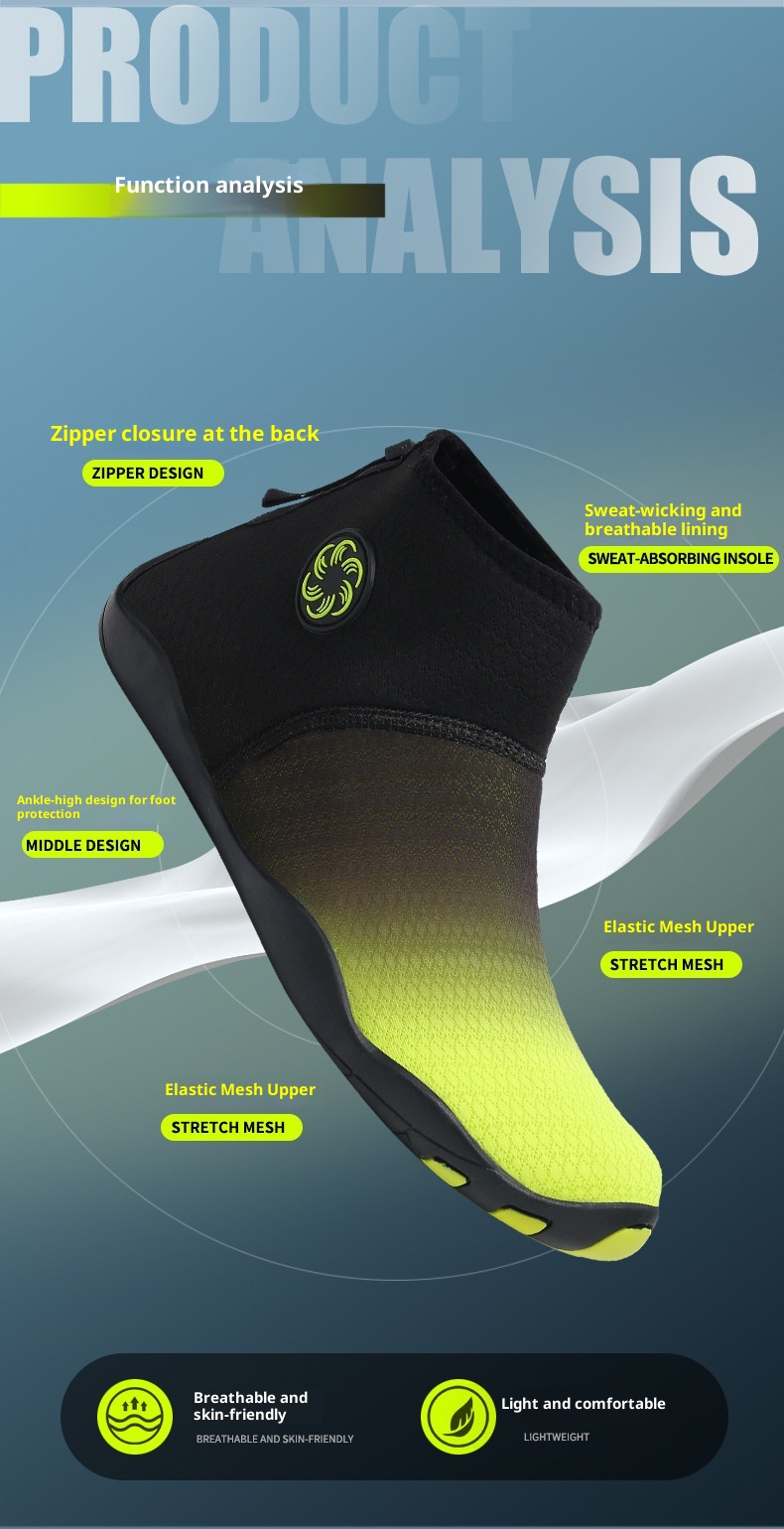 Chaussures de fitness montantes respirantes pour la plage, la natation, la course à pied et l'intérieur, idéales pour les activités aquatiques en extérieur (modèle 2023) pour hommes et femmes._voghion.com