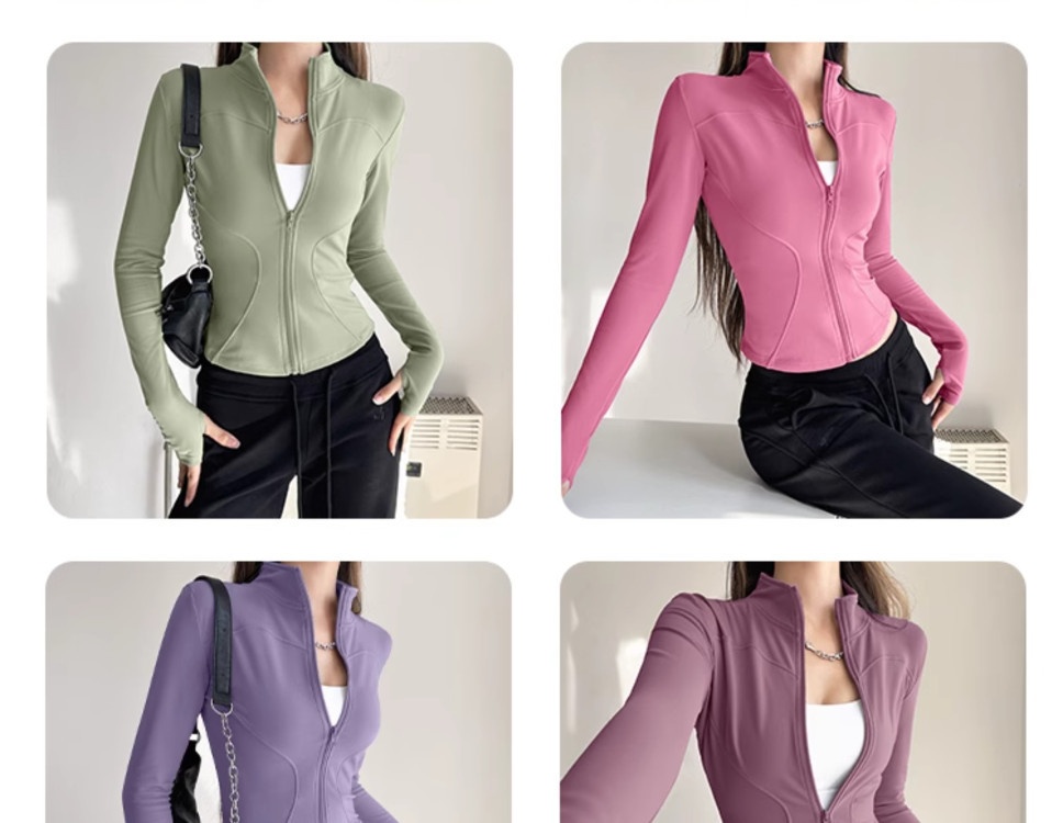 Veste de sport Q3Y automne-hiver à séchage rapide pour femme, idéale pour la course à pied en extérieur, l'entraînement et les loisirs. Col montant._voghion.com