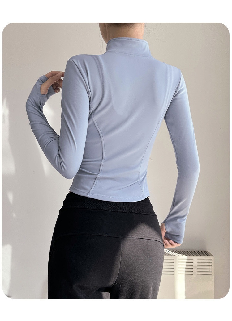 Veste de sport Q3Y automne-hiver à séchage rapide pour femme, idéale pour la course à pied en extérieur, l'entraînement et les loisirs. Col montant._voghion.com