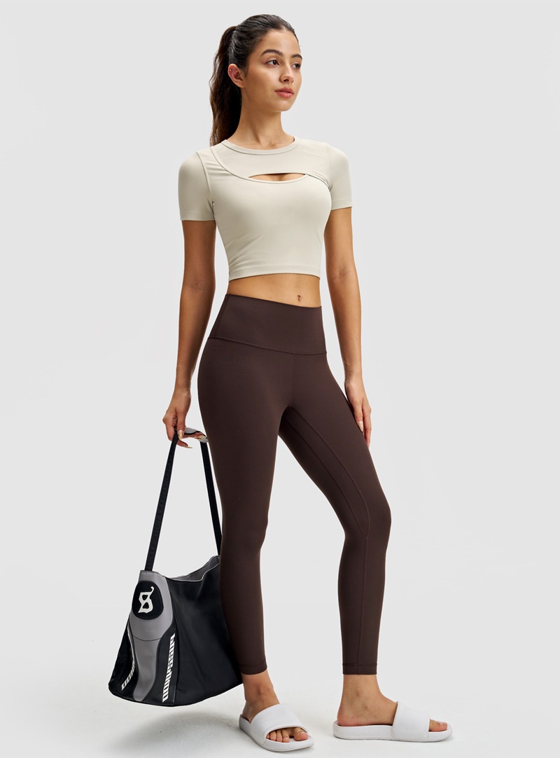 Sports Short Sleeve Women Yoga Wear Outdoor T-shirt Front Chest Breathable Opening High Elastic Quick Dry Thin Training_voghion.com