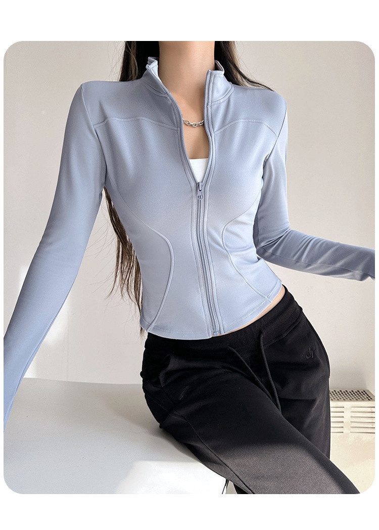 Veste de sport Q3Y automne-hiver à séchage rapide pour femme, idéale pour la course à pied en extérieur, l'entraînement et les loisirs. Col montant._voghion.com