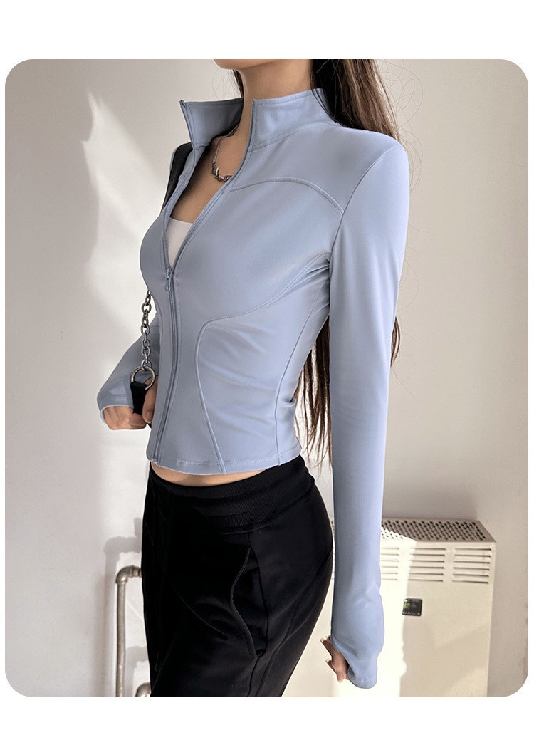 Veste de sport Q3Y automne-hiver à séchage rapide pour femme, idéale pour la course à pied en extérieur, l'entraînement et les loisirs. Col montant._voghion.com