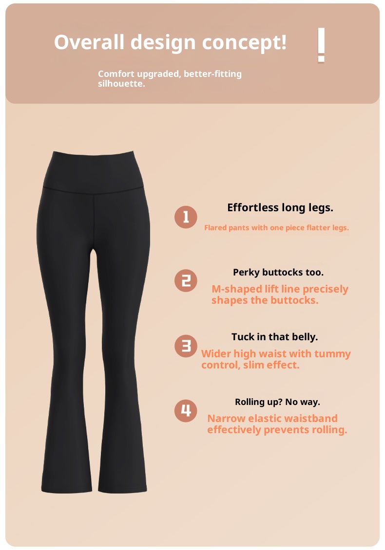 Juyitang Outdoor Sports Fitness Flared Waist Hip Lift Tummy Control High Elastic Slimming Yoga Wide Leg Pants For Women_voghion.com